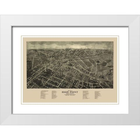 High Point North Carolina - Hart 1913 White Modern Wood Framed Art Print with Double Matting by Hart