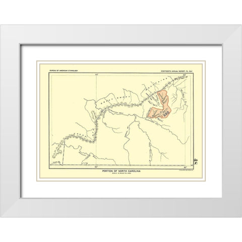 North Carolina - Portion - Hoen 1896 White Modern Wood Framed Art Print with Double Matting by Hoen