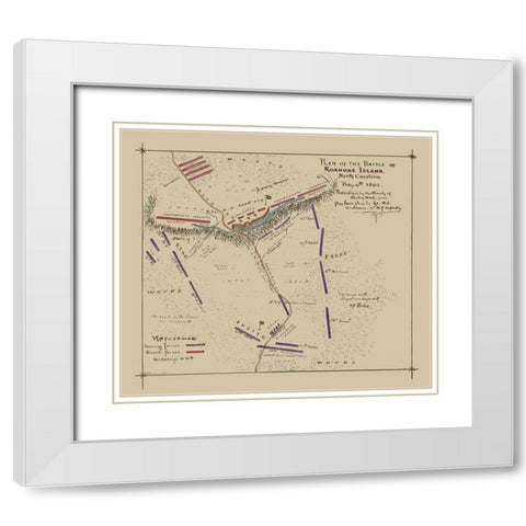 Roanoke Island North Carolina Battle - Sneden 1862  White Modern Wood Framed Art Print with Double Matting by Sneden