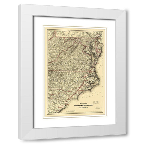 Norfolk, Wilmington and Charleston Railroad 1891 White Modern Wood Framed Art Print with Double Matting by Colton