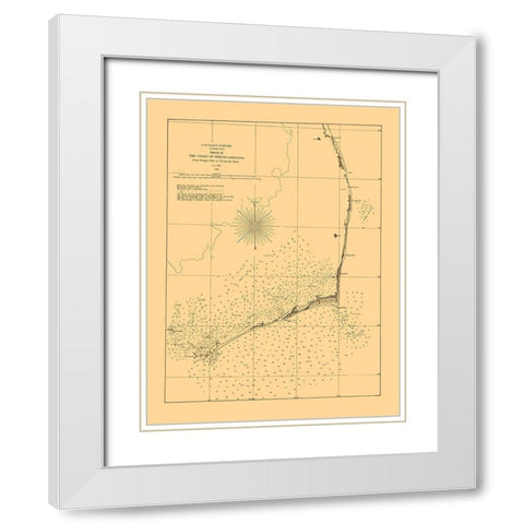 Oregon Inlet To Ocracoke Inlet - USCS 1861 White Modern Wood Framed Art Print with Double Matting by USCS