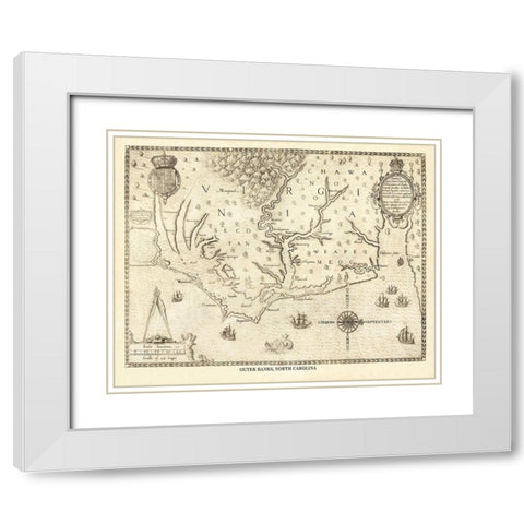 Outer Banks North Carolina, Virginia - 1590 White Modern Wood Framed Art Print with Double Matting by Unknown