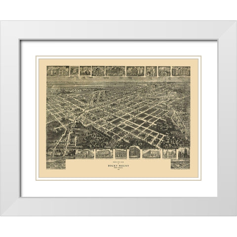 Rocky Mount North Carolina - Fowler 1907 White Modern Wood Framed Art Print with Double Matting by Fowler