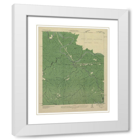 Tapoco North Carolina Tennessee Quad - USGS 1935 White Modern Wood Framed Art Print with Double Matting by USGS