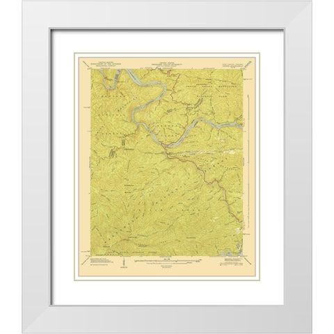 Tapoco North Carolina Tennessee Quad - USGS 1940 White Modern Wood Framed Art Print with Double Matting by USGS