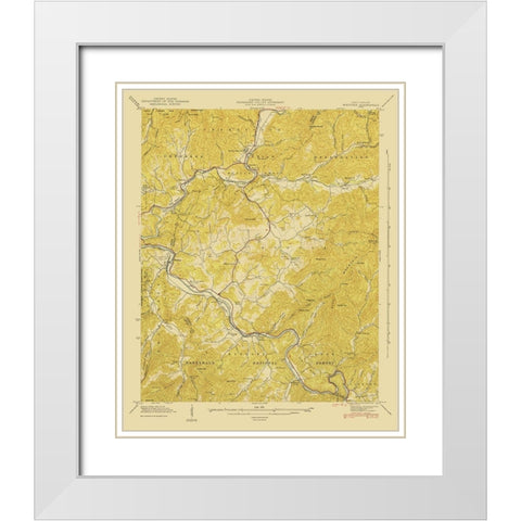 Whittier North Carolina Quad - USGS 1935 White Modern Wood Framed Art Print with Double Matting by USGS