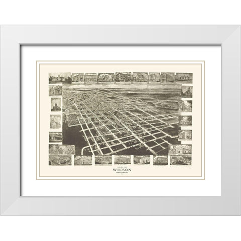 Wilson North Carolina - Fowler 1908 White Modern Wood Framed Art Print with Double Matting by Fowler