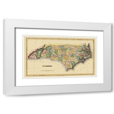 North Carolina - Lucas 1823 White Modern Wood Framed Art Print with Double Matting by Lucas