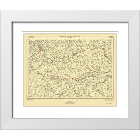 Great Smoky Mountains National Park Quad White Modern Wood Framed Art Print with Double Matting by USGS