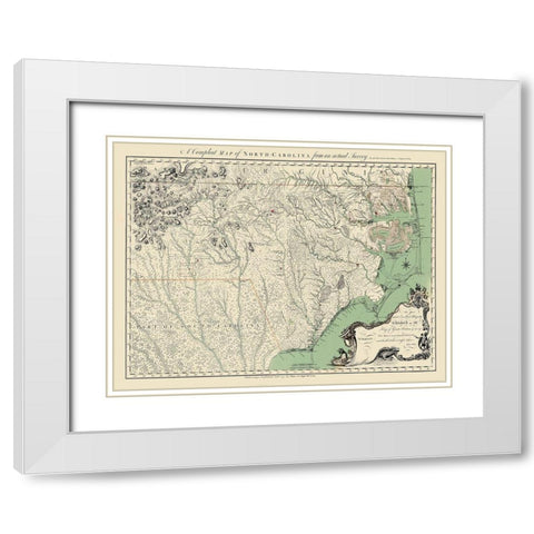 North Carolina - Bayly 1770 White Modern Wood Framed Art Print with Double Matting by Bayly