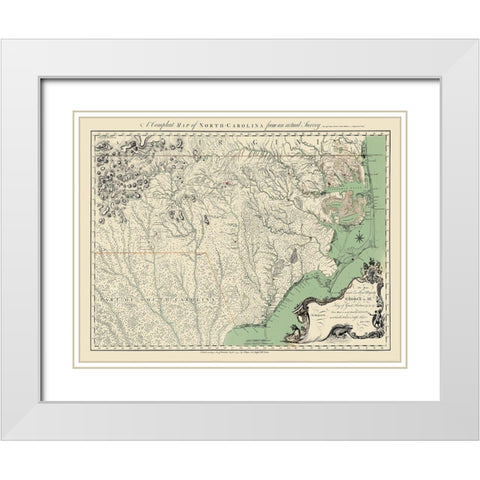 North Carolina - Bayly 1770 White Modern Wood Framed Art Print with Double Matting by Bayly