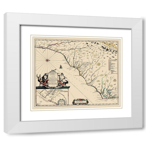 Carolina - 1682 White Modern Wood Framed Art Print with Double Matting by Unknown