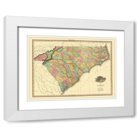 North Carolina, South Carolina - Tanner 1825 White Modern Wood Framed Art Print with Double Matting by Tanner