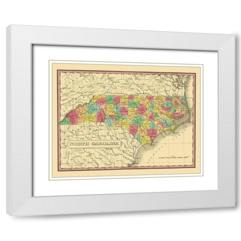 North Carolina - Finley 1831 White Modern Wood Framed Art Print with Double Matting by Finley