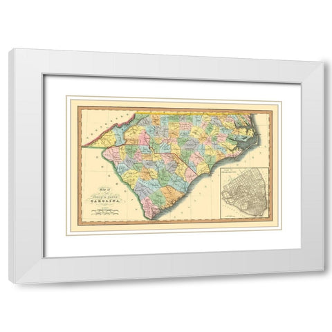North Carolina, South Carolina - Hinton 1832 White Modern Wood Framed Art Print with Double Matting by Hinton