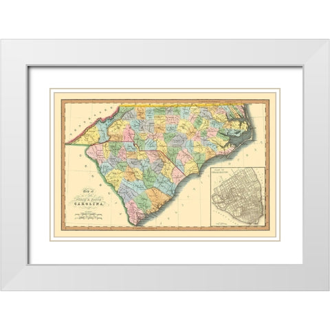 North Carolina, South Carolina - Hinton 1832 White Modern Wood Framed Art Print with Double Matting by Hinton