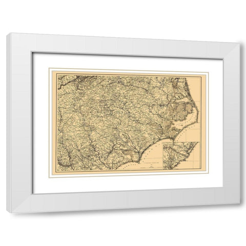 North Carolina - Lindenkohl 1865 White Modern Wood Framed Art Print with Double Matting by Lindenkohl