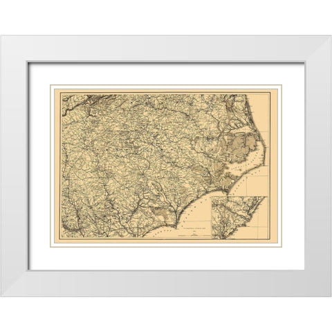 North Carolina - Lindenkohl 1865 White Modern Wood Framed Art Print with Double Matting by Lindenkohl
