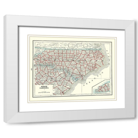 North Carolina - Rathbun 1893 White Modern Wood Framed Art Print with Double Matting by Rathbun