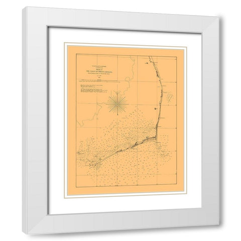 North Carolina Coast - Bache 1861  White Modern Wood Framed Art Print with Double Matting by Bache