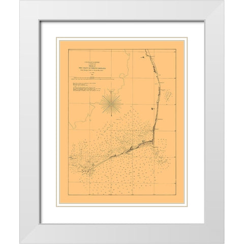 North Carolina Coast - Bache 1861  White Modern Wood Framed Art Print with Double Matting by Bache