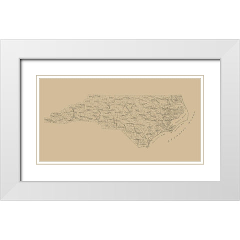 North Carolina - Stephenson 1893  White Modern Wood Framed Art Print with Double Matting by Stephenson
