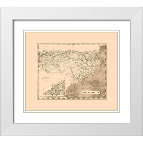 North Carolina - Lewis 1805  White Modern Wood Framed Art Print with Double Matting by Lewis