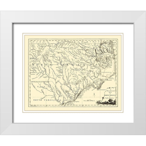 North Carolina -1779 White Modern Wood Framed Art Print with Double Matting by Unknown