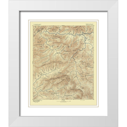 Nantahalah Sheet North Carolina - USGS 1885  White Modern Wood Framed Art Print with Double Matting by USGS
