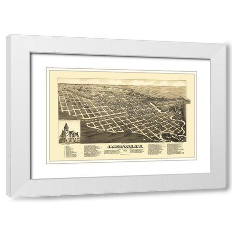 Jamestown North Dakota - Stoner 1883 White Modern Wood Framed Art Print with Double Matting by Stoner