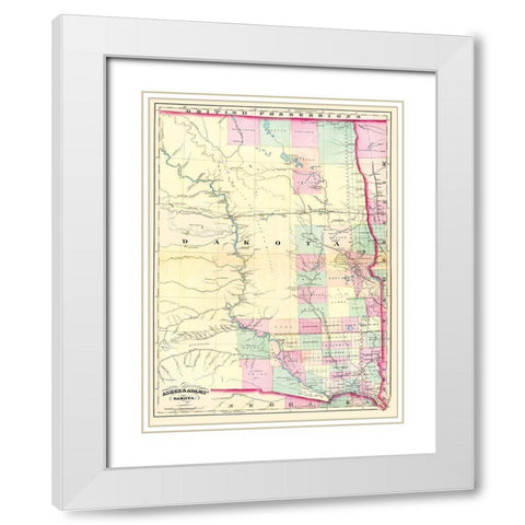 Dakota Territory - Asher  1874 White Modern Wood Framed Art Print with Double Matting by Asher