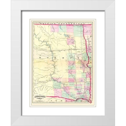 Dakota Territory - Asher  1874 White Modern Wood Framed Art Print with Double Matting by Asher