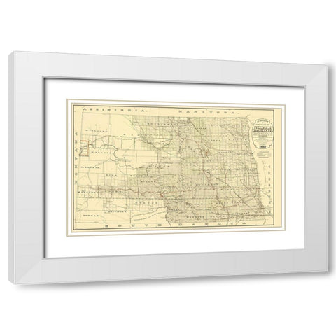 North Dakota Railroads - Higbee 1892 White Modern Wood Framed Art Print with Double Matting by Higbee