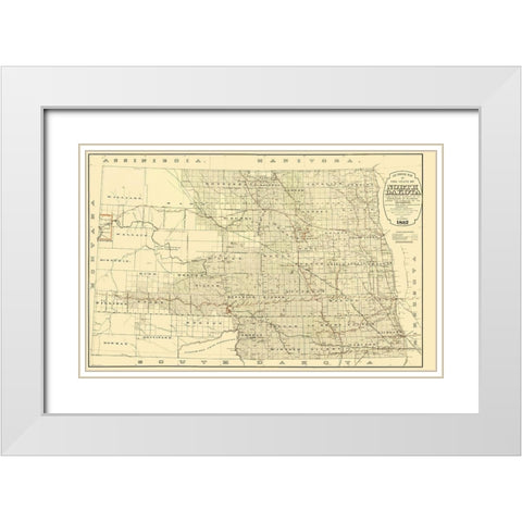 North Dakota Railroads - Higbee 1892 White Modern Wood Framed Art Print with Double Matting by Higbee