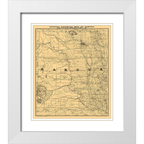 North Dakota South Dakota -Rand McNally 1886  White Modern Wood Framed Art Print with Double Matting by Rand McNally