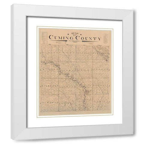 Cuming County Nebraska - Heller 1901  White Modern Wood Framed Art Print with Double Matting by Heller