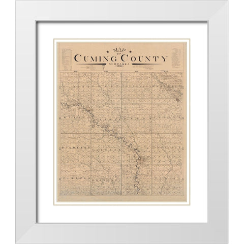 Cuming County Nebraska - Heller 1901  White Modern Wood Framed Art Print with Double Matting by Heller