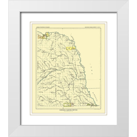 Eastern Nebraska - Hoen 1896 White Modern Wood Framed Art Print with Double Matting by Hoen