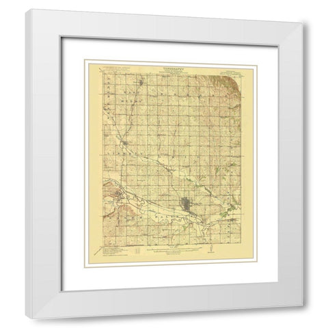 Falls City Nebraska Quad - USGS 1915 White Modern Wood Framed Art Print with Double Matting by USGS