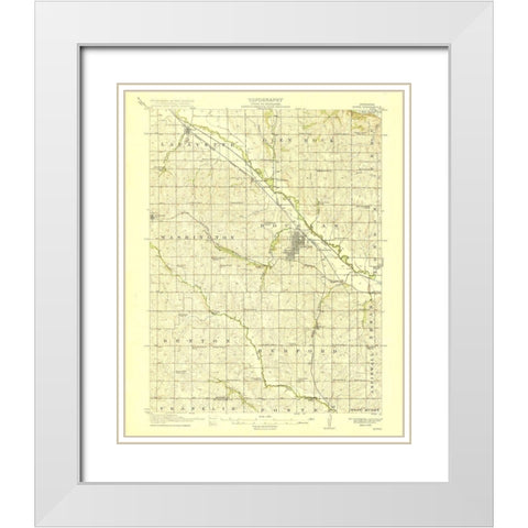 Howe Nebraska Quad - USGS 1915 White Modern Wood Framed Art Print with Double Matting by USGS
