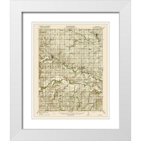 Humbolt Nebraska Quad - USGS 1916 White Modern Wood Framed Art Print with Double Matting by USGS