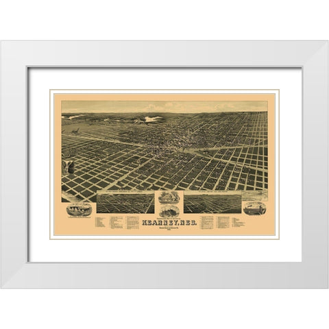 Kearney Nebraska - American Pub Co 1889 White Modern Wood Framed Art Print with Double Matting by American Pub Co