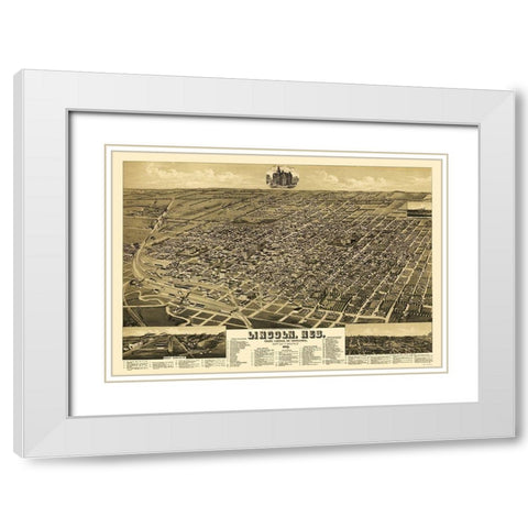 Lincoln Nebraska - American Pub Co 1889 White Modern Wood Framed Art Print with Double Matting by American Pub Co