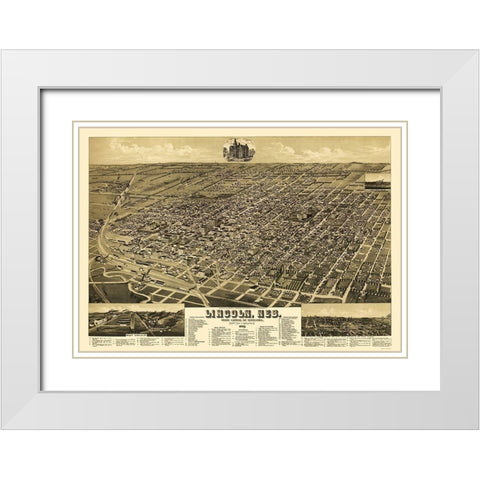 Lincoln Nebraska - American Pub Co 1889 White Modern Wood Framed Art Print with Double Matting by American Pub Co