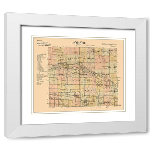 Lincoln County Nebraska - Fort 1894  White Modern Wood Framed Art Print with Double Matting by Fort