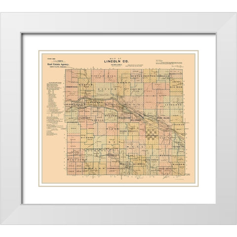 Lincoln County Nebraska - Fort 1894  White Modern Wood Framed Art Print with Double Matting by Fort