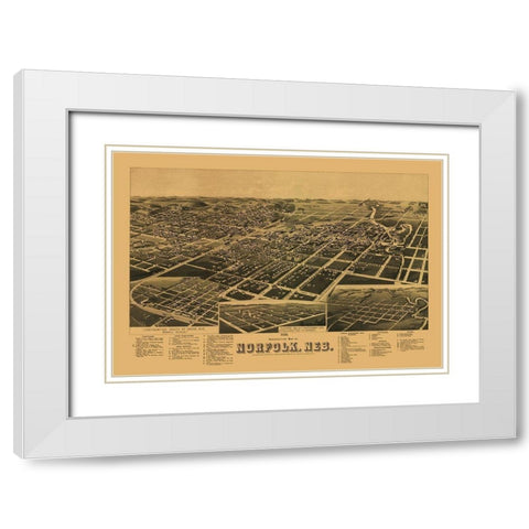 Norfolk Nebraska - American Pub Co 1889 White Modern Wood Framed Art Print with Double Matting by American Pub Co