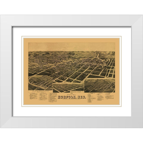 Norfolk Nebraska - American Pub Co 1889 White Modern Wood Framed Art Print with Double Matting by American Pub Co