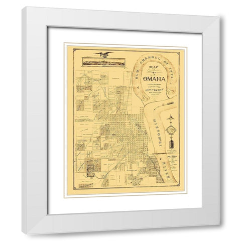 Omaha Nebraska - Bemis 1876 White Modern Wood Framed Art Print with Double Matting by Bemis