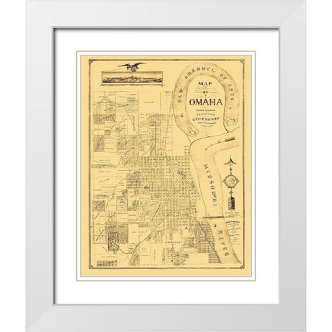 Omaha Nebraska - Bemis 1876 White Modern Wood Framed Art Print with Double Matting by Bemis